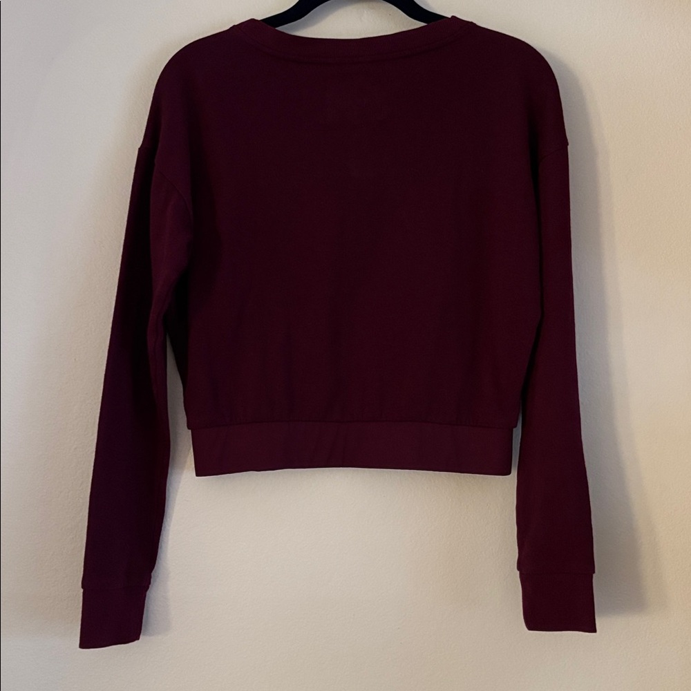 XS VICTORIAS SECRET SPORT Maroon Red crop sweater sweatshirt top - Picture 6 of 6